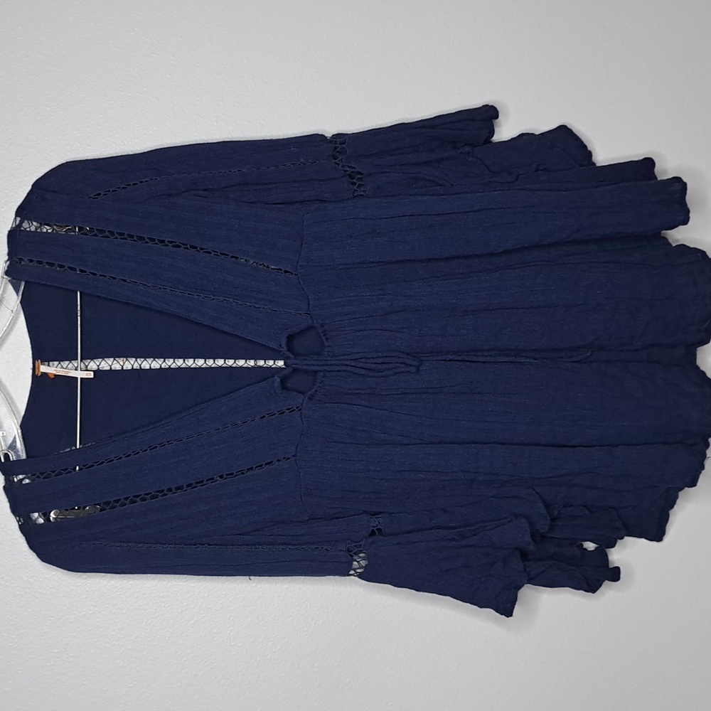 RARE Free People Blue Bohemian hippie flowy Mini beach Dress XS - Picture 6 of 9